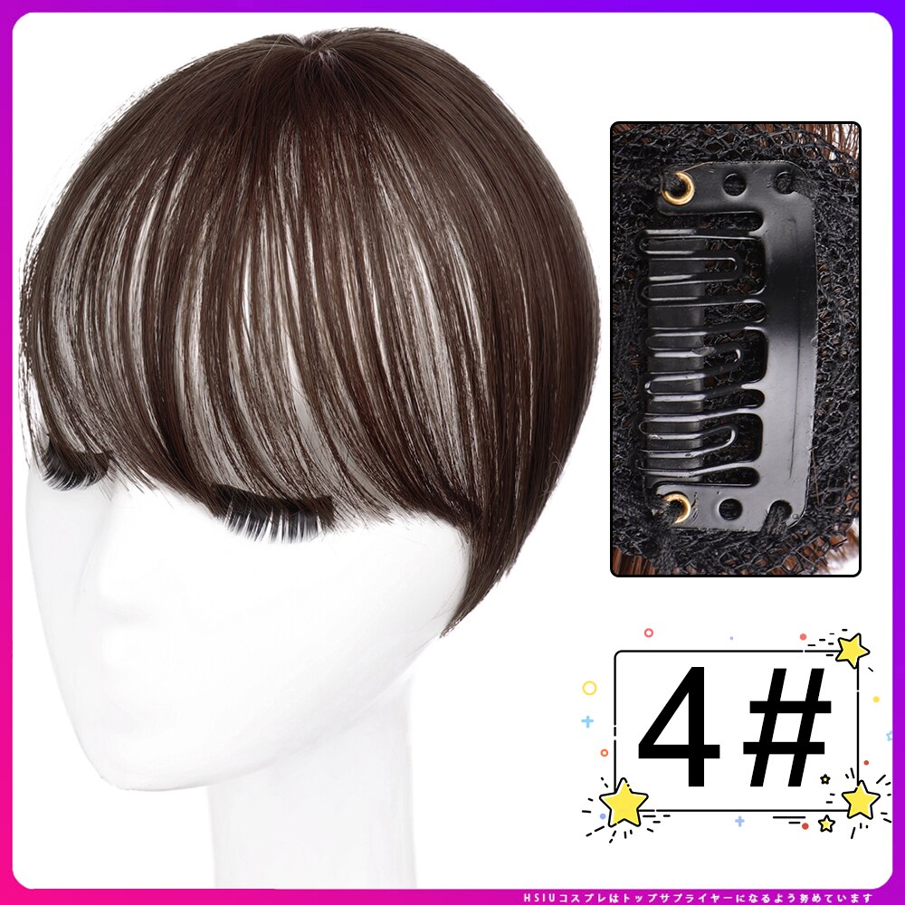 Allaosify Pony Haar 3D Koreaanse Pony En Franse Stijl Pony Met Bb Clip Synthetische Hoge Temperatuur Vezels 4 Kleuren Voor kiezen: AL12-4
