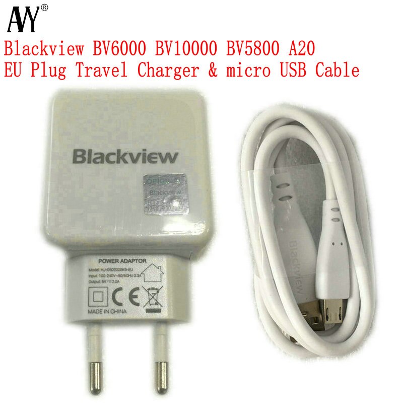 AVY Für Original Blackview BV6000 BV10000 BV5800 A20 Eu-stecker Reise Ladegerät Stecker A60 Pro Micro USB Kabel