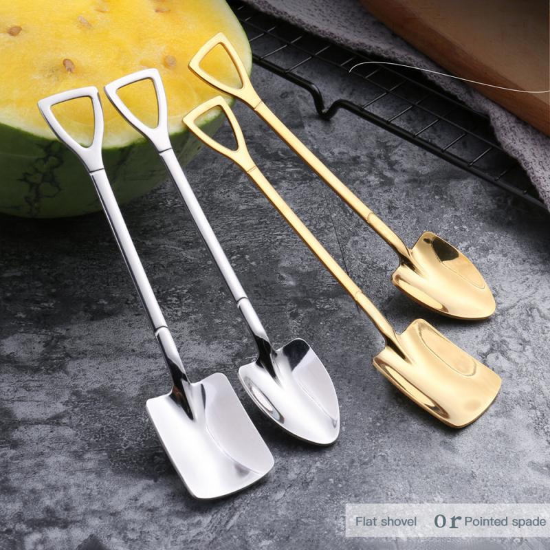 Shovel Small Spoon Fork Taro Spoon Coffee Stir Spoon Stainless Steel Long Handle Spoon Fork Home Small Tools