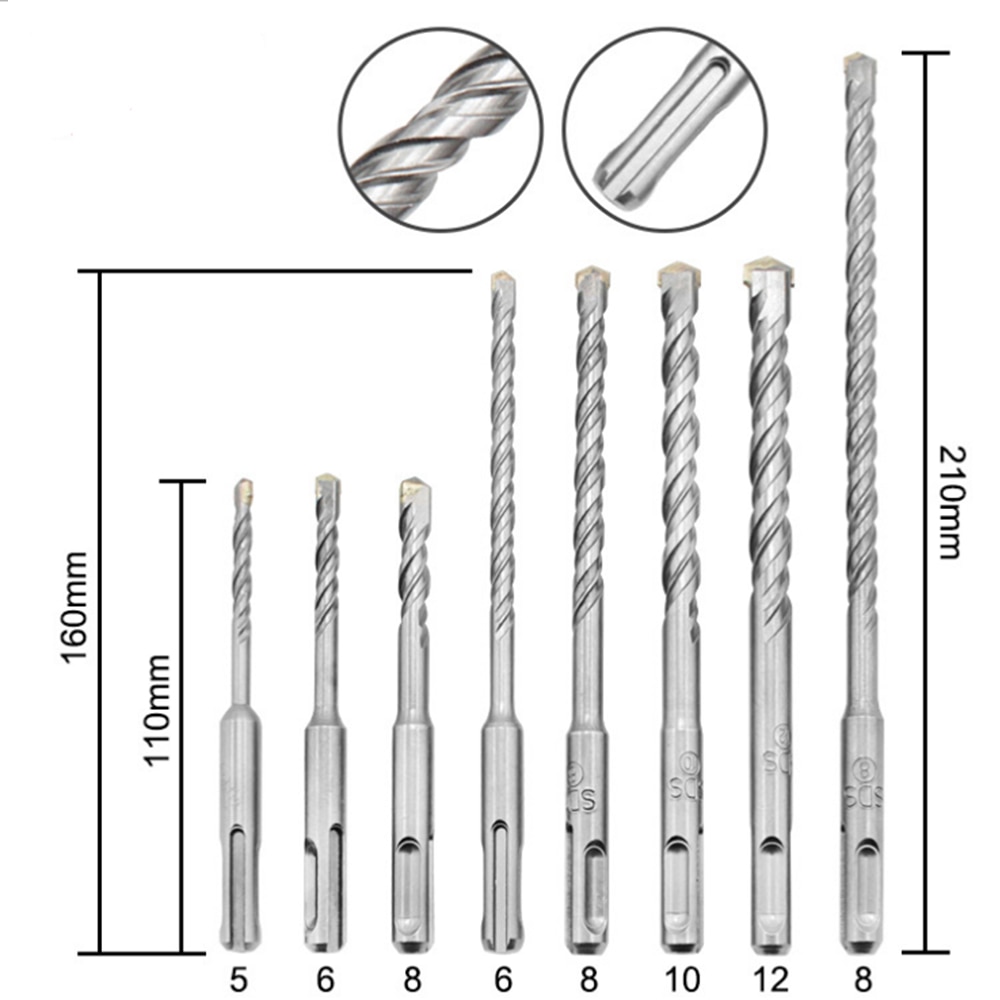 8 STUKS 5-12mm Carbide Tip Elektrische Hamer Metselwerk Boren SDS Plus Schacht Elektrische Hamer Beton Boor bit Set Tool