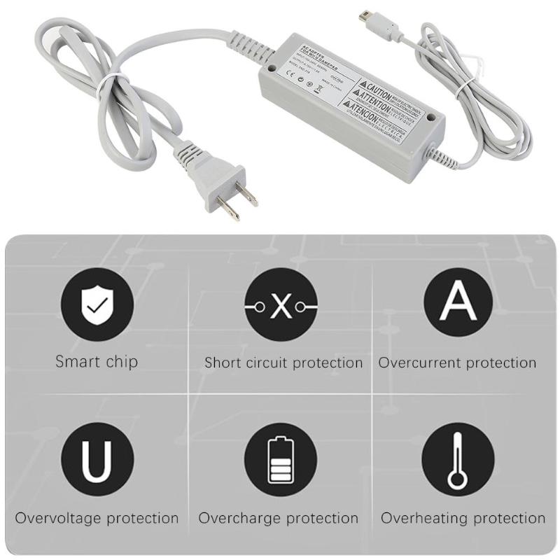 Us/eu plug 100-240v ac laddare adapter hem vägg strömförsörjning för nintendo wiiu wii u gamepad joypad controller