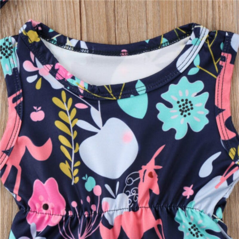 Toddler Baby Boys Girls Bodysuit Summer Floral Sleeveless Bodysuit + Headband 2pcs Jumpsuit Outfits Clothes Size 0-24Months