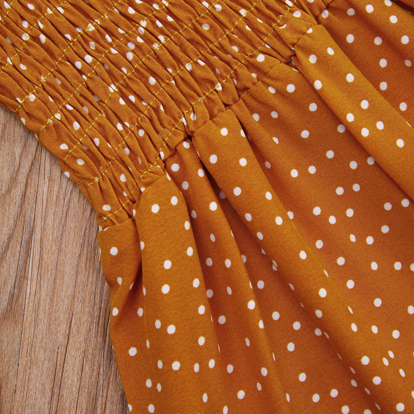 Meisje Zomer Jarretel Jumpsuit Verse Polka Dot Ruches Boothals Een Stuk Lange Broek