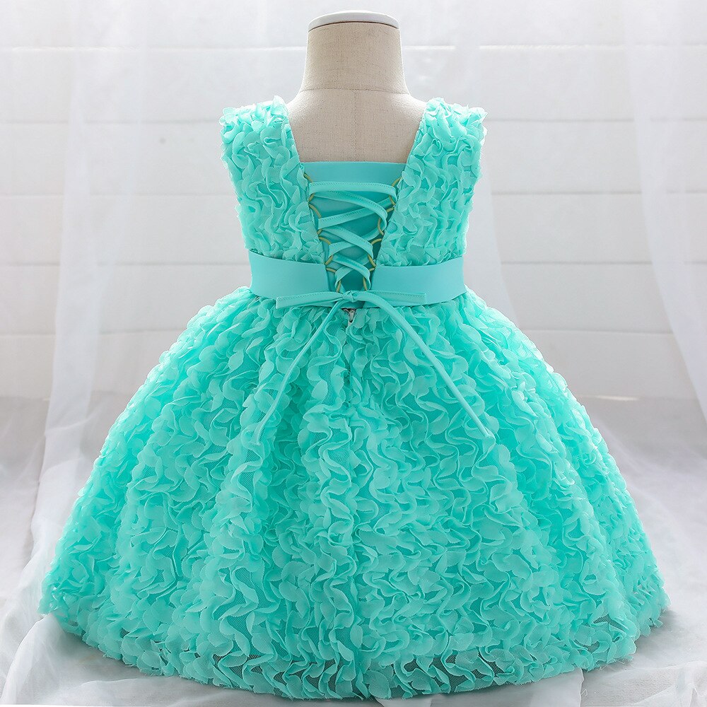 Vestido de baile verde para niña, bata de bautizo para bebé, vestido de primer cumpleaños, ropa para niña pequeña