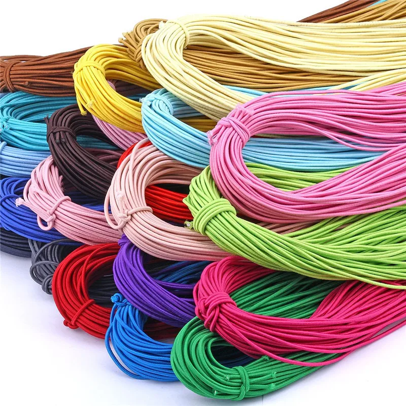 2Mm Kleurrijke Hoge Ronde Elastische Band Ronde Elastische Touw Rubber Band Elastische Lijn Diy Naaien Accessoires 5meter