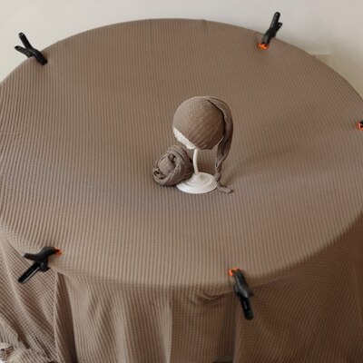 Deken voor baby, newborn fotografie rekwisieten, baby wikkeldoek, baby beddengoed, wieglakens, achtergrond voor foto's, baby hoofdband, elastische wafel: Khaki