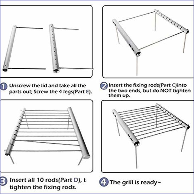 Portable Camping Grill Folding Mini Stainless Steel Barbeque Grill for Backpacking Backyards TB