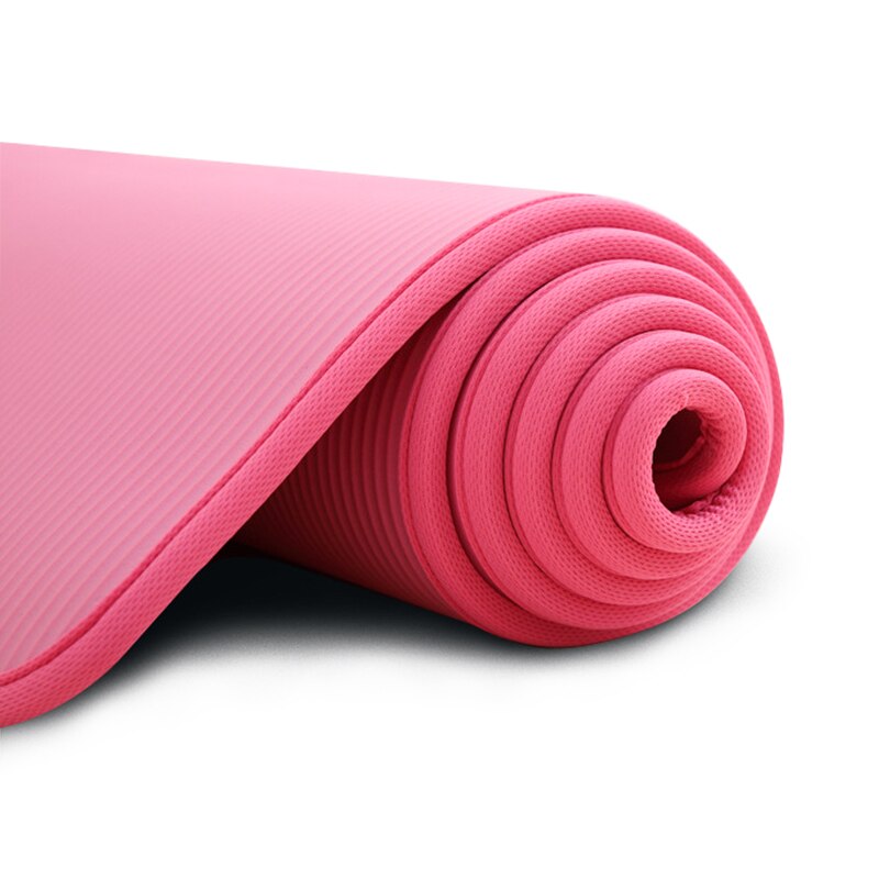 10Mm Extra Dikke 183cmX61cm Yoga Matten Nrb Antislip Oefening Mat Voor Fitness Smaakloos Pilates Workout Gym Matten met Bandages: Roze