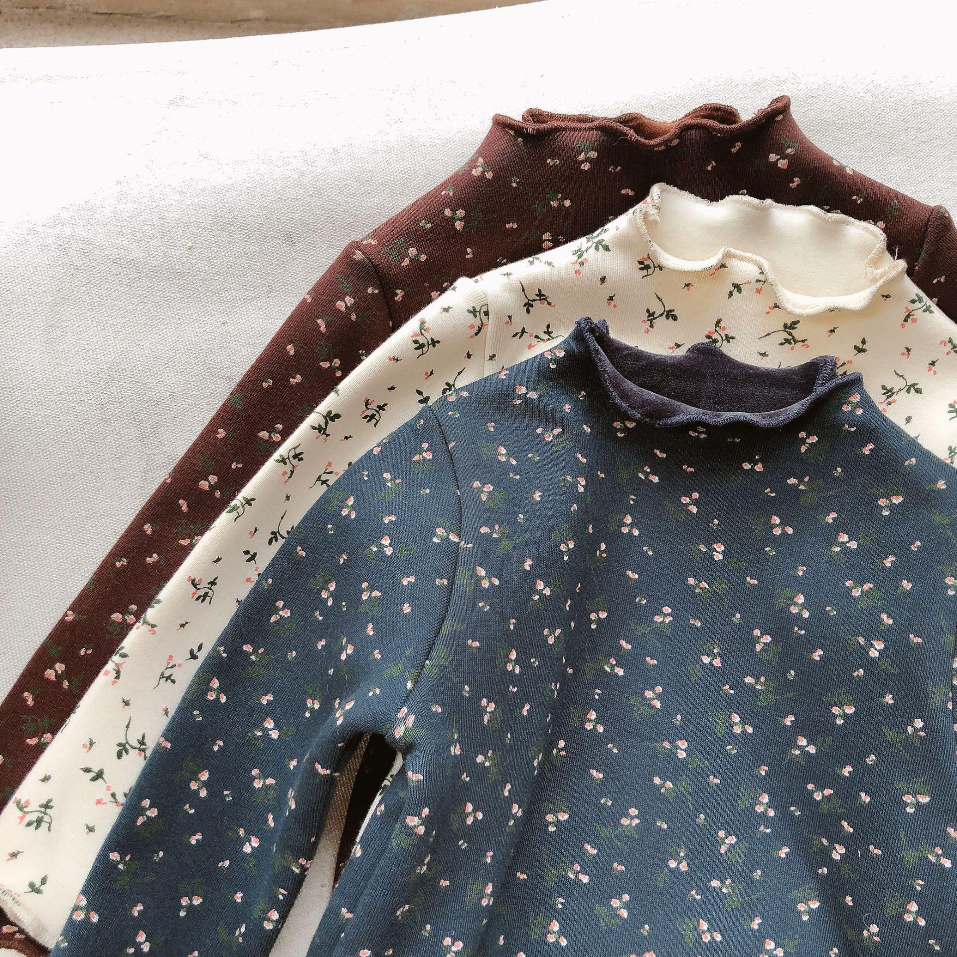 Meisjes bloemen fluwelen shirt truien herfst meisje herfst lange mouwen trui schattige kleine meisjeskleding