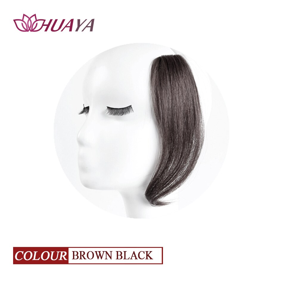 HUAYA Handmade Natural Bangs Hair Extension Heat Resistant Fiber Wigs Bangs Women's' Middle Part Hairstyle Bangs Clip: 1B/27HL / 10inches