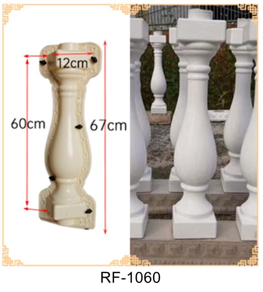 Reusable Strong ABS Classic Beautiful Round Bottle Shape Balcony Gardening Concrete Gorgeous Precast Baluster PlasticMold: RF-1060