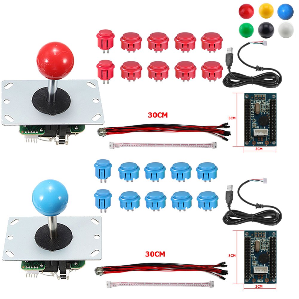 RAC-D300 Joystick Arcade, 5 pines, 2 jugadores, botones, Cables codificadores USB