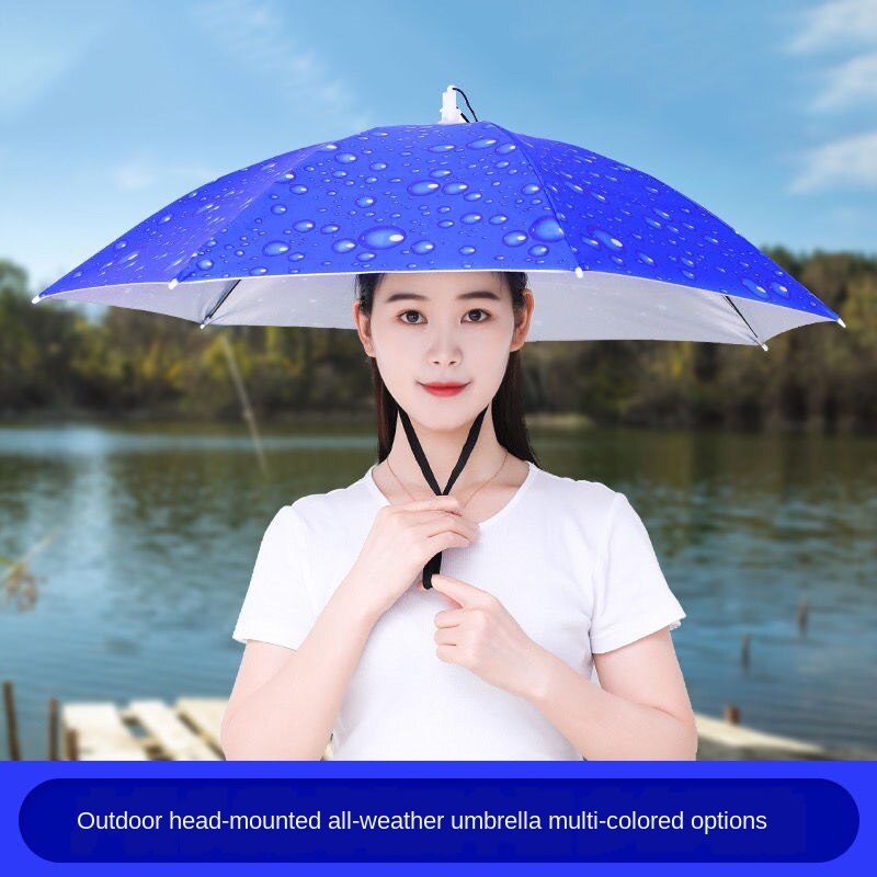 Double-Layer Vissen Hoofd Slijtage Paraplu Hoed Regendicht En Uv Bescherming Outdoor Thee Plukken Sanitaire Voorzieningen Werknemer Hoofd Paraplu Hoed