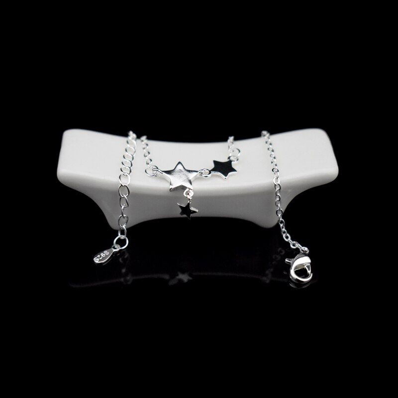 Three Stars Pendant Anklets Bracelet 925 Sterling Silver Simple Charm Star Ankle Chain For Women&Girl Jewelry