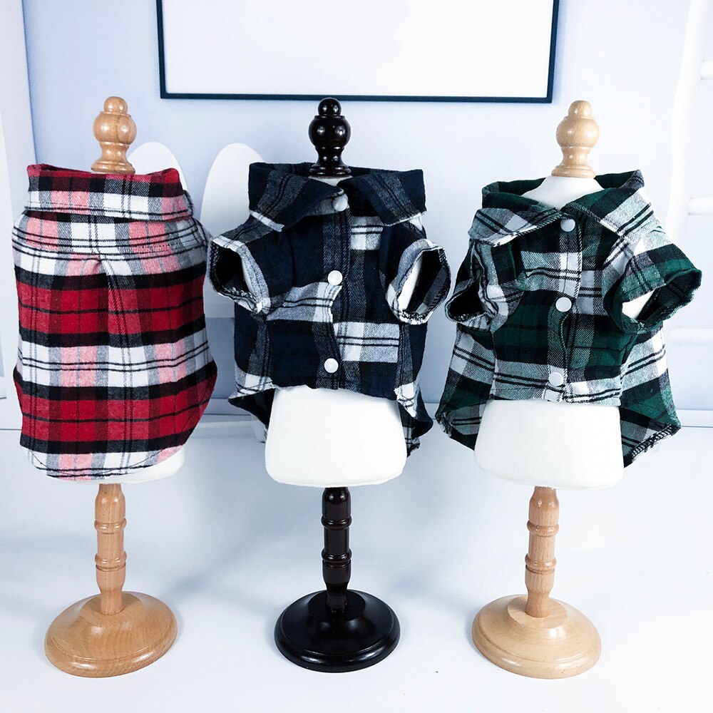 Summer French Bulldog Dog Plaid Shirt British Style Clothes for Chihuahua pet Small Dogs Cats Clothes Small Puppy Clothing Shirt