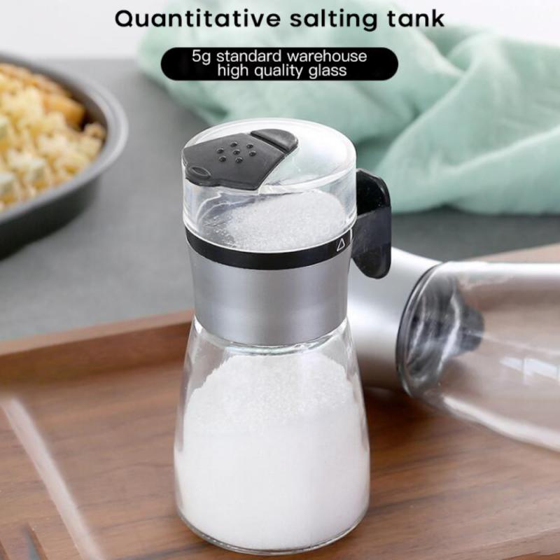 Push-type Salt Control Bottle Quantitative Salt Shaker Seasoning Jar Household Salt Spreader Kitchen Glass Limit Salt Shaker 5g