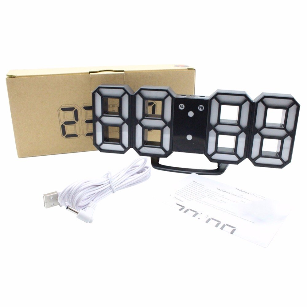 Modern 3D LED Digital Clock Table Clock Watches 24 or 12-Hour Display Alarm Snooze Alarm Clock For Home Room Decal