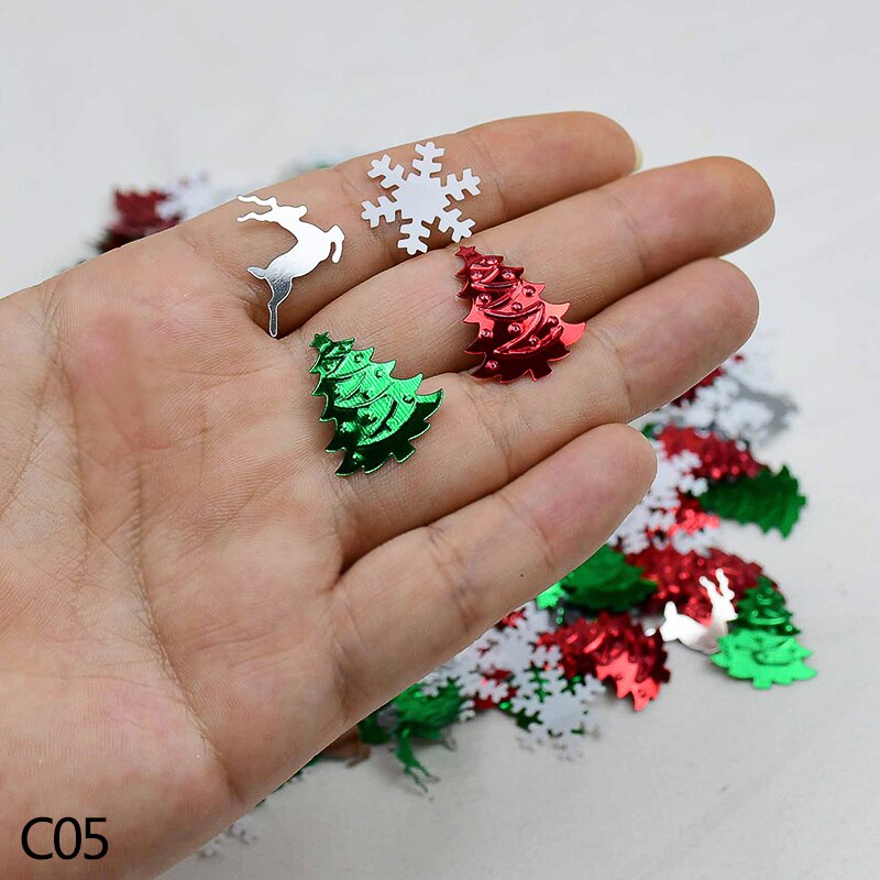 30g Christmas Confetti Artificial Snowflake Sequin Sant Claus Tree Snowman Confetti Year Table Decor Wedding Throwing: C05 mix tree