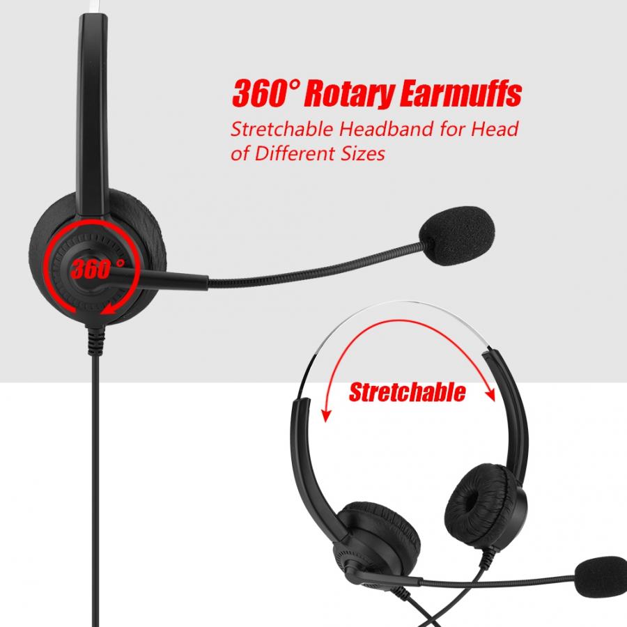 Call Center Headset Voor Xiaomi Klantenservice Noise Cancelling 360 Graden Roterende Oorbeschermers Rekbare Hoofdband Hoofdtelefoon