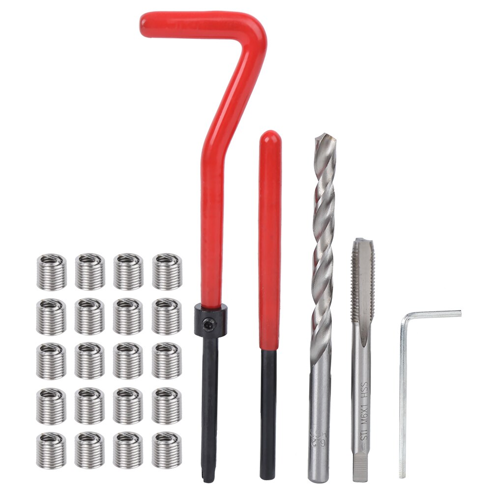 25pcs M6 Thread Repair Kit Thread Tap Drill Bit for Restoring Damaged Threads Drill Bit Kit