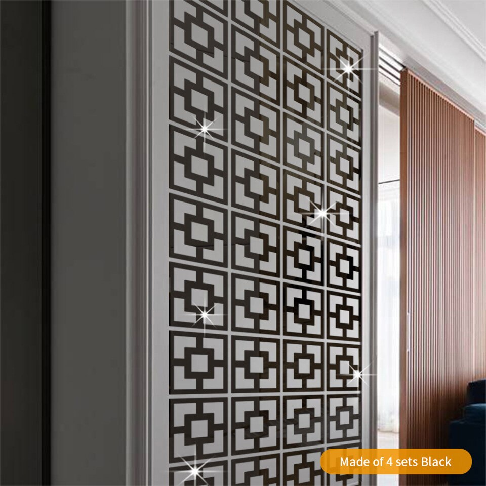 Espejo hueco cuadrado para pared, pegatina de papel tapiz para decoración de sala de estar, dormitorio, bricolaje, calcomanía de espejo acrílico, 28x28cm x 12 Uds.