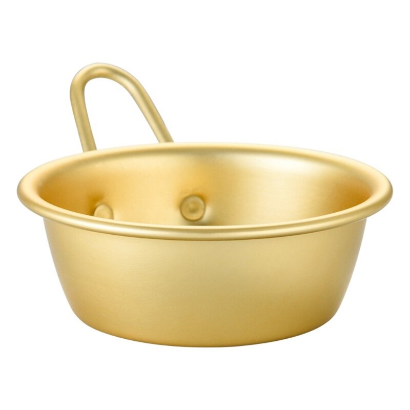 GXMA Korean Yellow Aluminum Bowl with Handle for Noodle Traditional Rice Wine Kitchen Cookware Camping Traditional Wine Bowls