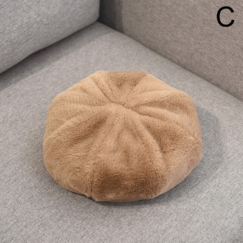 Femmes élégantes fausse fourrure bérets chapeaux décontracté couleur unie automne fille hiver coupe-vent chapeau femme Simple Vintage casquettes: C
