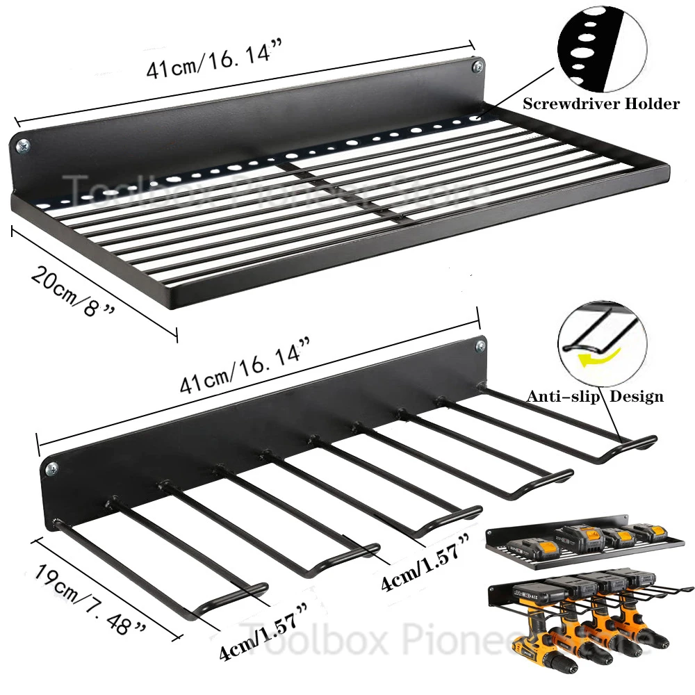 Support de rangement mural pour outils électriques, armoire à outils flottante, support de perceuse électrique, support de rangement robuste pour atelier et Garage: Jaune et Noir