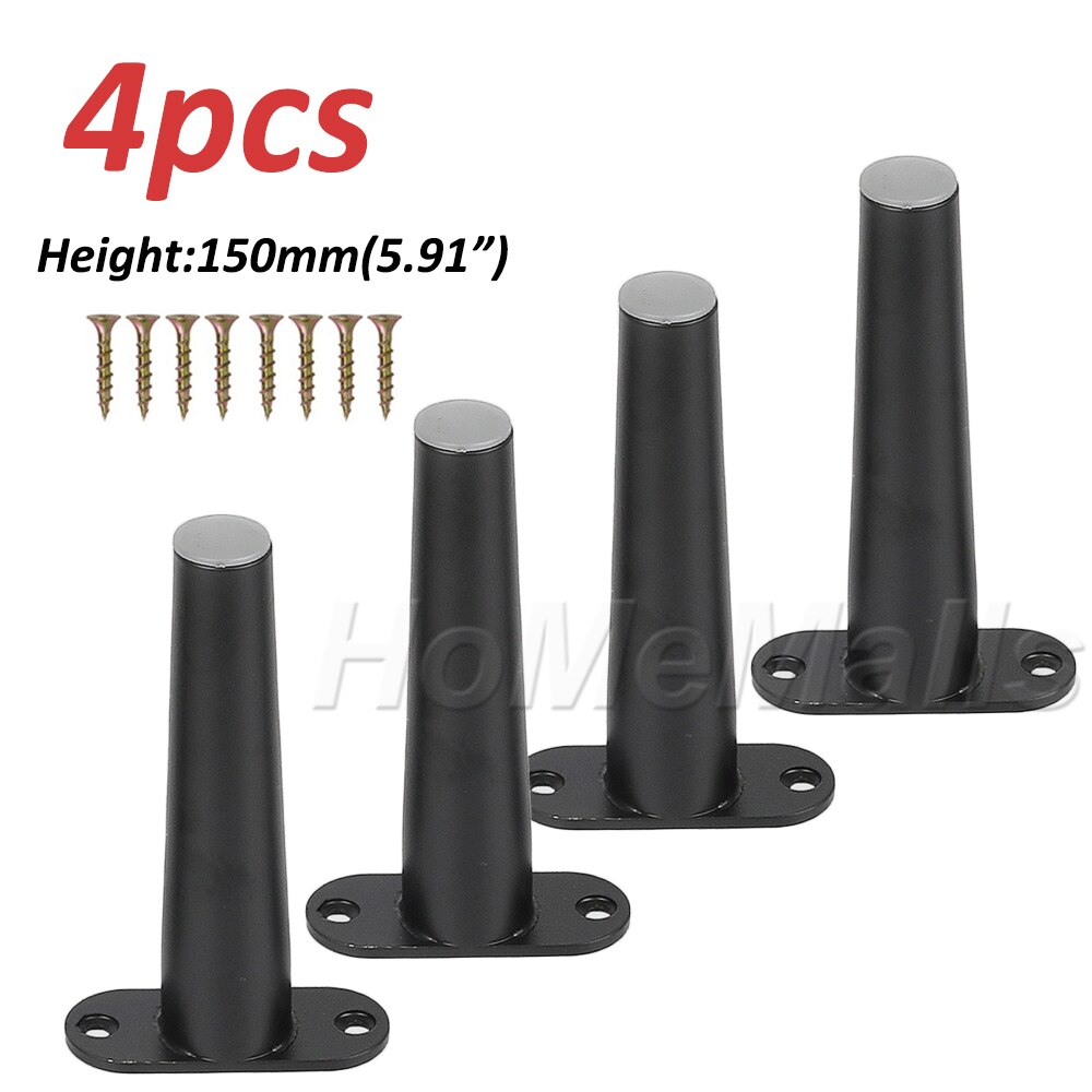1/4pcs Heavy Duty Metal Furniture Legs As Replacement for Sofa Office Couch Cabinet TV Stand Legs Black or Gold Furniture Feet: 4pcs Black 150mm
