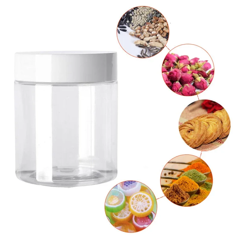 20 piezas Frascos vacíos de plástico de 30/50/60/80/100/150ml con tapas blancas, recipiente para crema facial, botella de viaje para alimentos, suministros para el hogar