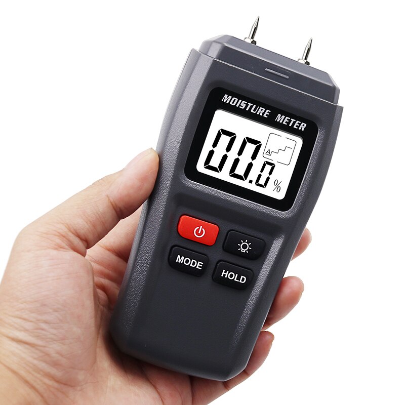 Wood Moisture Meter Two Pins Digital Damp Detector With Large LCD Display Portable Wood Humidity Tester