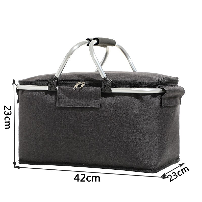 Vouwen Picknick Draagbare Ijs Mand Grote Capaciteit Isolatie Picknick Zak Fruit Warmte Isolatie Warmte Rame Waterdichte Voering Gezondheid: Black-M