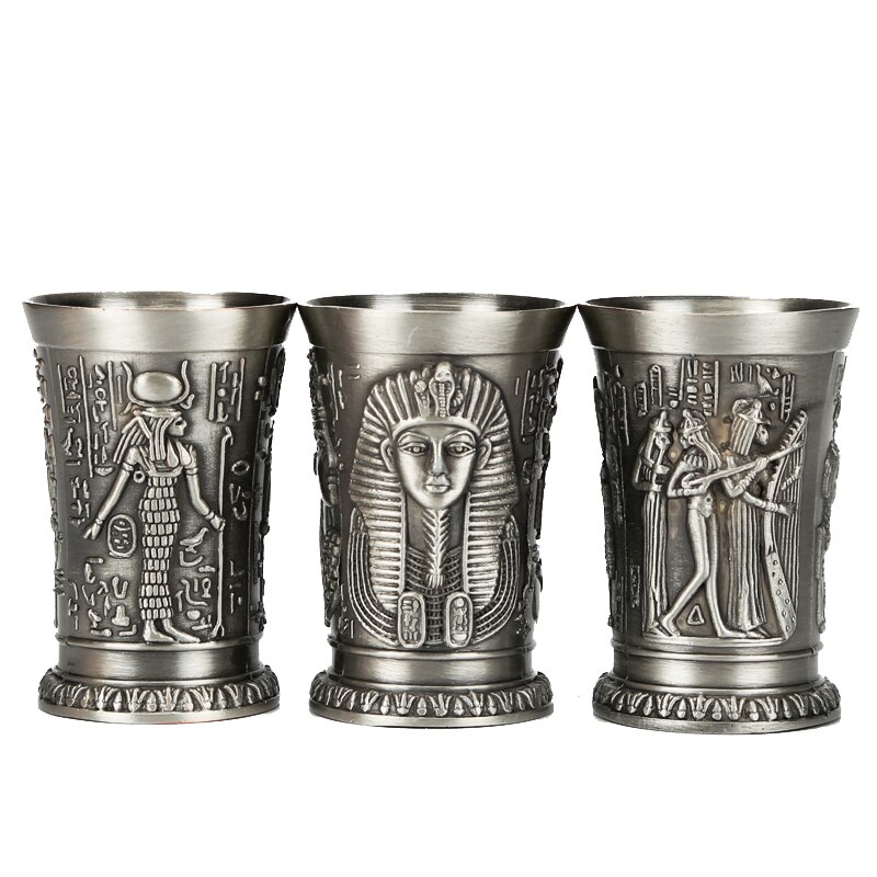 Retro klassinen egypti myytti shot lasi hopeinen viina cocktail viinilasi viski tuoppi lasi