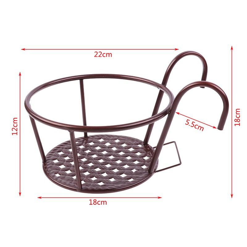3Sizes Garden Supplies Outdoor Hanging Basket Plant Iron Racks Fence Balcony Round Flower Pot Decor 16*13*9cm