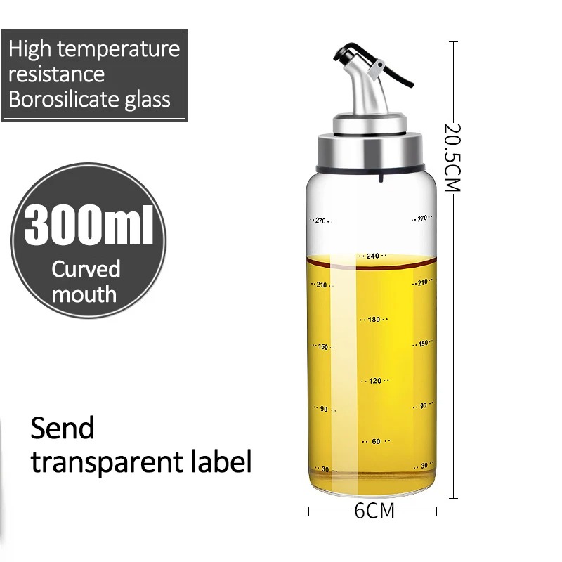 Botella de aceite de condimentos para cocina, botella de salsa, botellas de almacenamiento de vidrio para aceite y vinagre, dispensador de aceite para cocina, 180/300/500ml: Verde claro