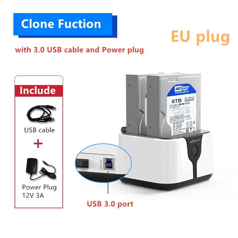 Blueendless 2 Bucht SATA USB 3,0 HDD gehäbenutzen SSD fallen hdd Caddie Kasten Externe Festplatte Docking für 2.5/3,5 Offline Klon: HD05