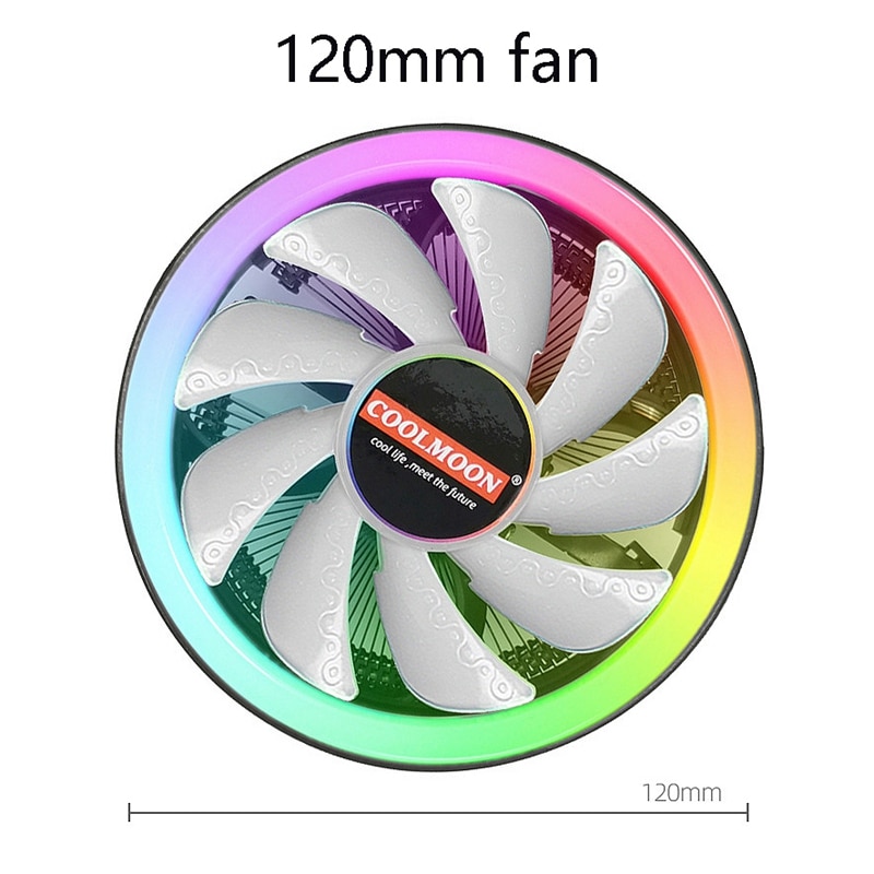 COOLMOON RGB CPU Cooler, Silent Down-Pressure LED CPU Fan Suitable for and ADM PC Processor Desktop Cooler