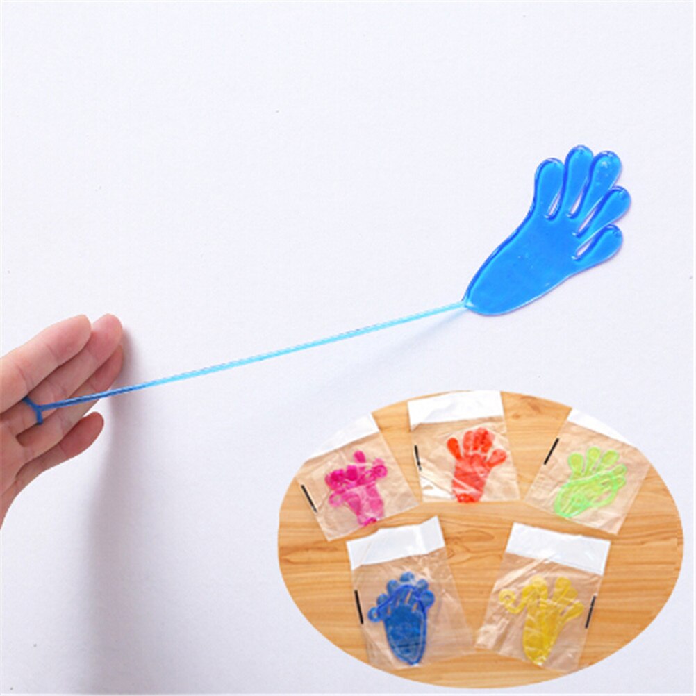 5 Stks/partij Novelty Fun Grappen Kinderen Kids Kleverige Handen Palm Elastische Sticky Squishy Klap Handen Palm Speelgoed Feestartikelen willekeurige