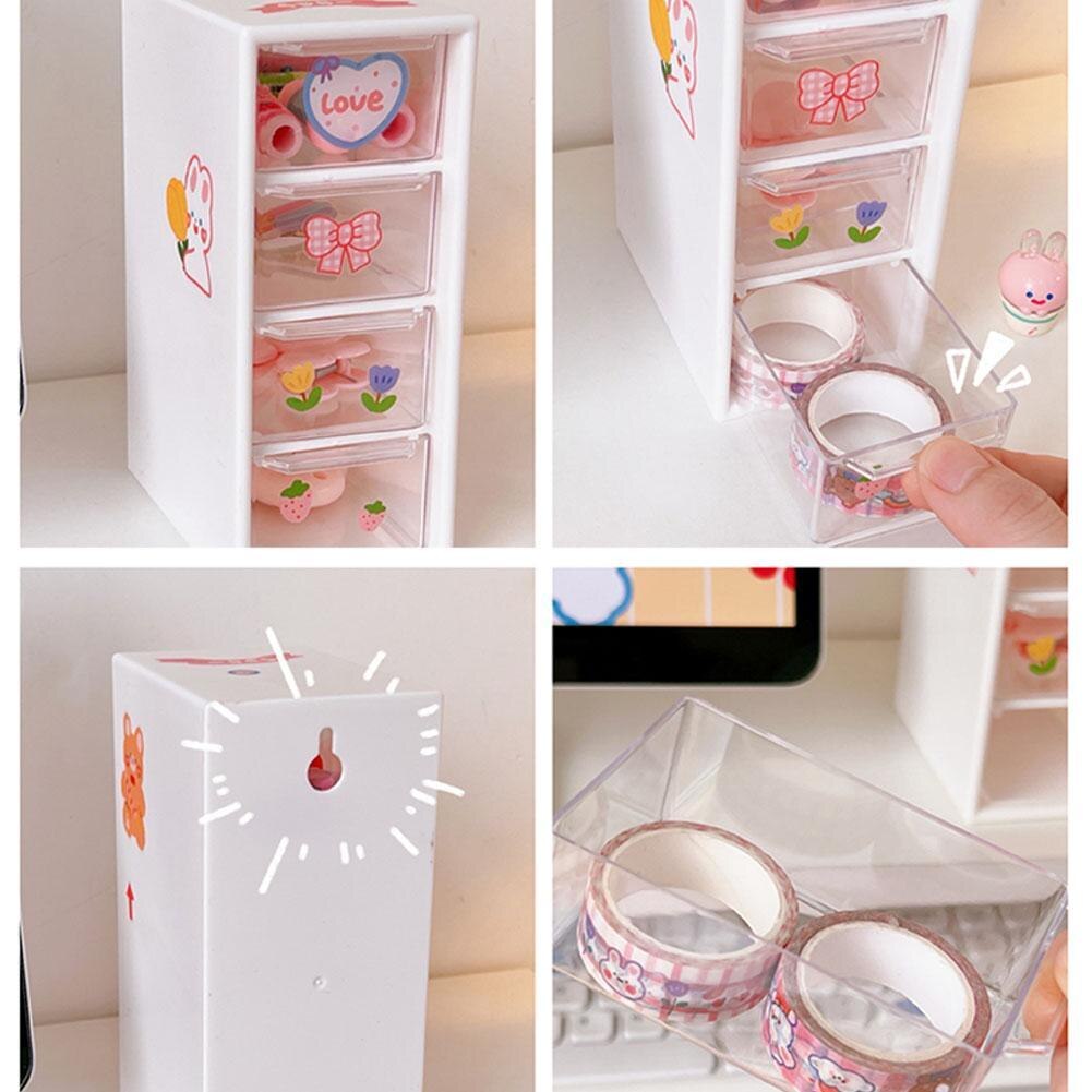 Desktop Organizer 4 Drawers Storage Cabinet Organizer Mini Transparent Cabinets Drawers Plastic Jewelry Cosmetic Makeup Box