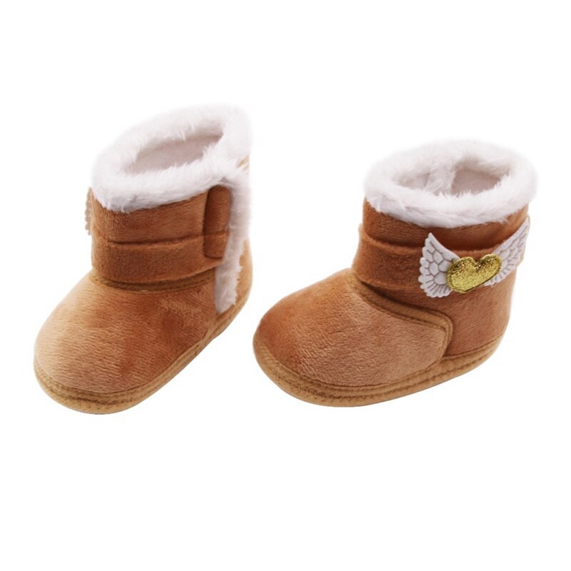 Botas antideslizantes para bebé de 0 a 18M, zapatos de invierno para niño y niña, botas de nieve de algodón con amores, botas de tubo medio