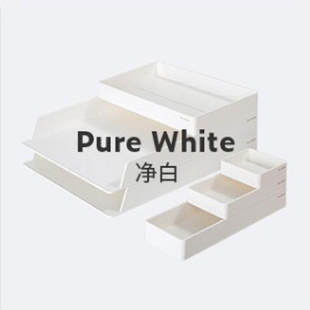 A Set ABS Desktop Office File Storage Box Document Trays Desk Organizer set Office: white