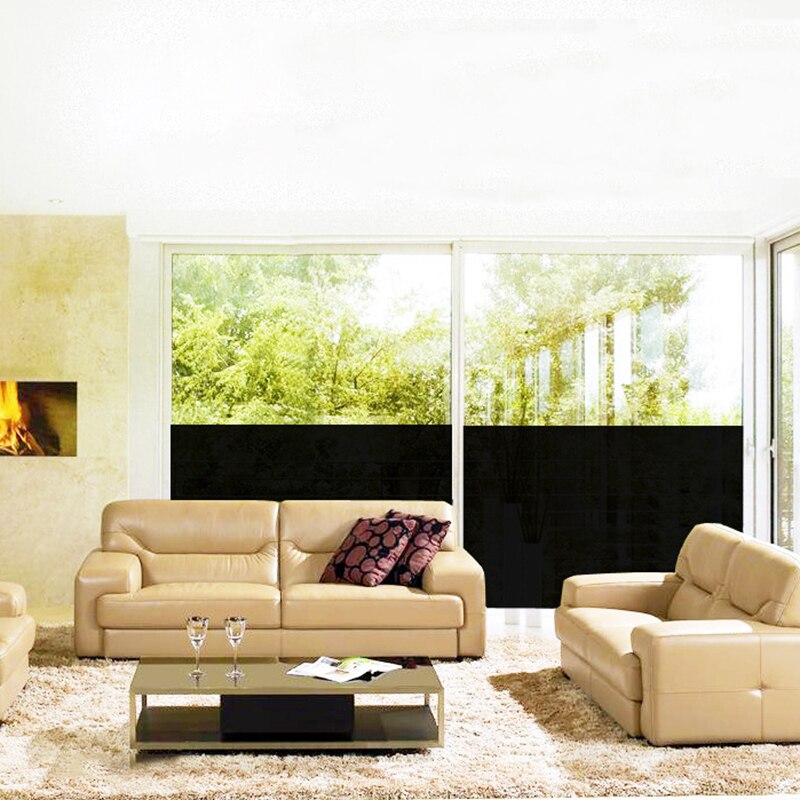 Blackout Film Light Blocking Privacy Black Window Sticker Darkening Non-adhesive Window Tint for Sleeping and Baby Nursery