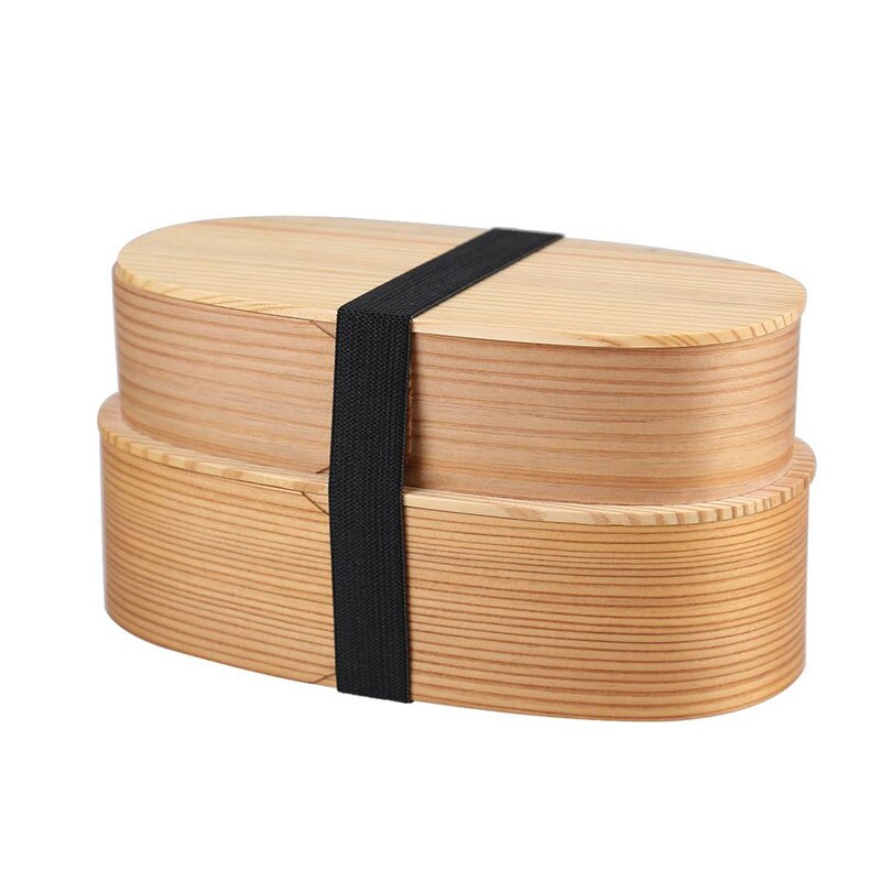 Unibird Japanese Syle Wooden Lunch Box Double Layer Natural Wood Bento Box Food Container for Kids Adults
