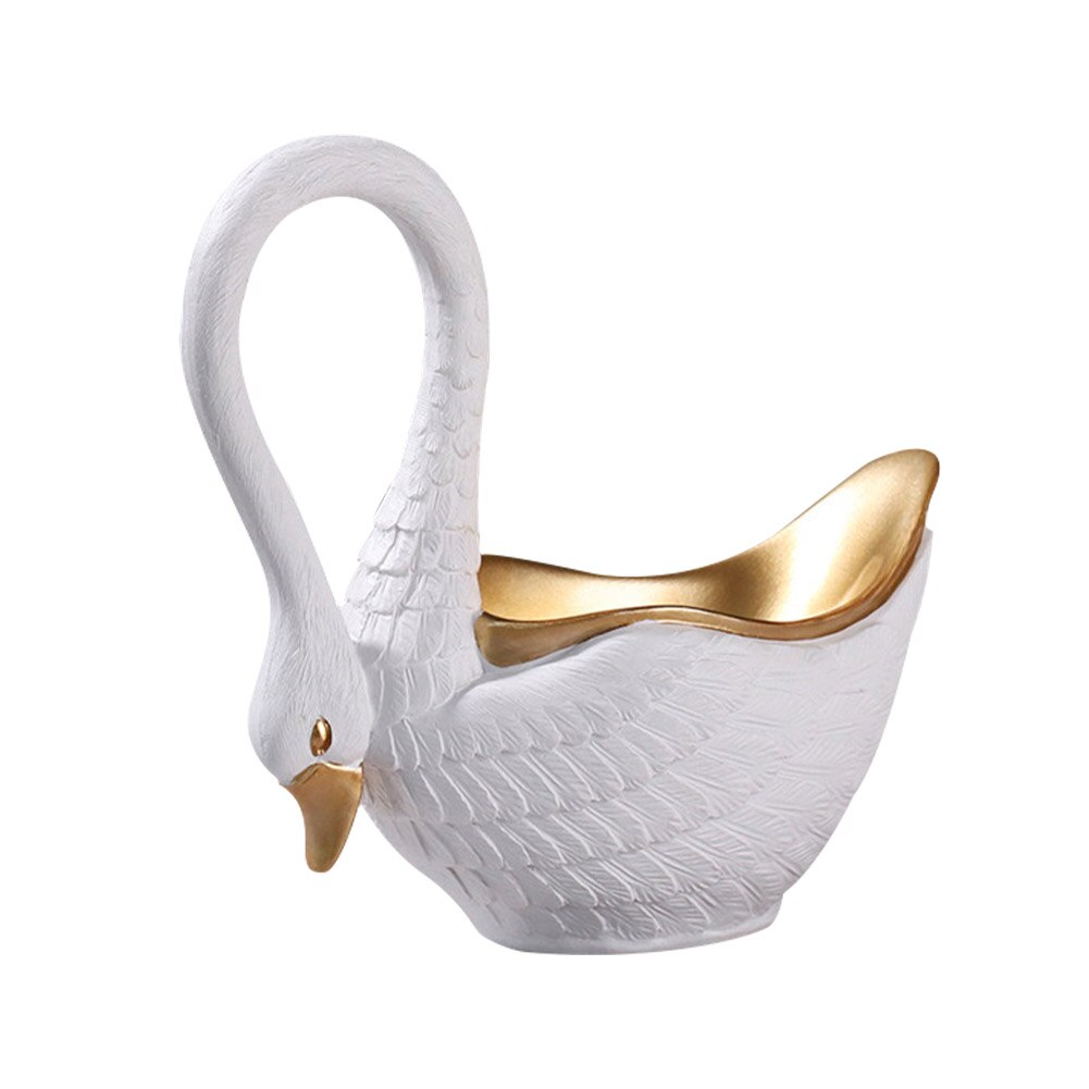 Adornos de resina de estilo europeo para el hogar, accesorios de almacenamiento de cisne blanco para sala de estar y dormitorio: D3582-WH