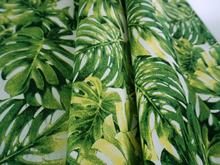 Gröna blad monstera lapptäcke bomull canvas tyger handgjorda tyg väska duk gardiner kudde ryggsäck skor väska