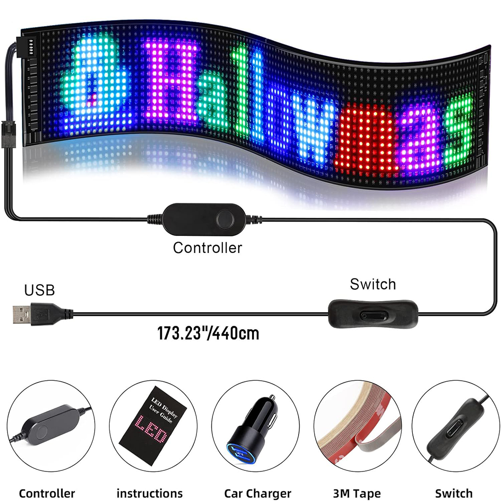 GOTUS scrollen helle Werbung LED-Schild USB 5V Bluetooth APP Kontrollschild programmierbares Textenmuster LED-Autoschild