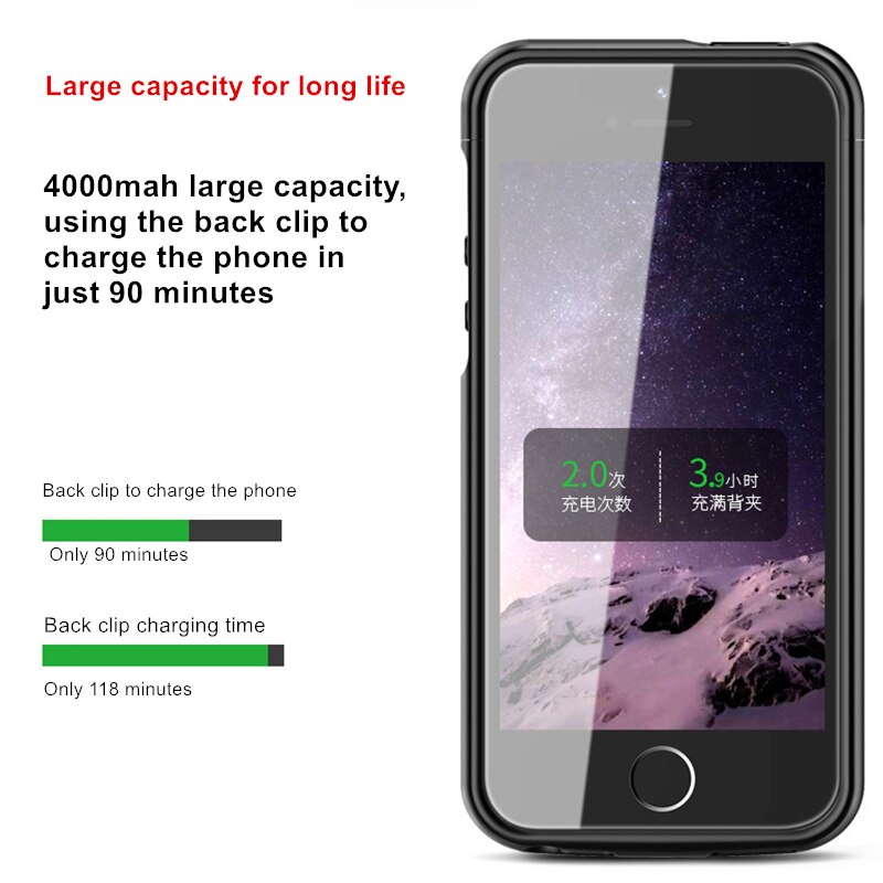 Voor Iphone 5 5S Se 5SE Batterij Case 4000Mah Powerbank Case Voor Iphone Se 5SE 5 5S Power Bank Opladen Batterij Lader Case