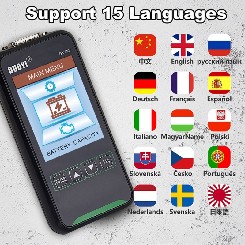 Car Battery Capacity Internal Resistance Test 12V24V Battery Analyzer 2000CCA Cranking Charging Test Detector DY222