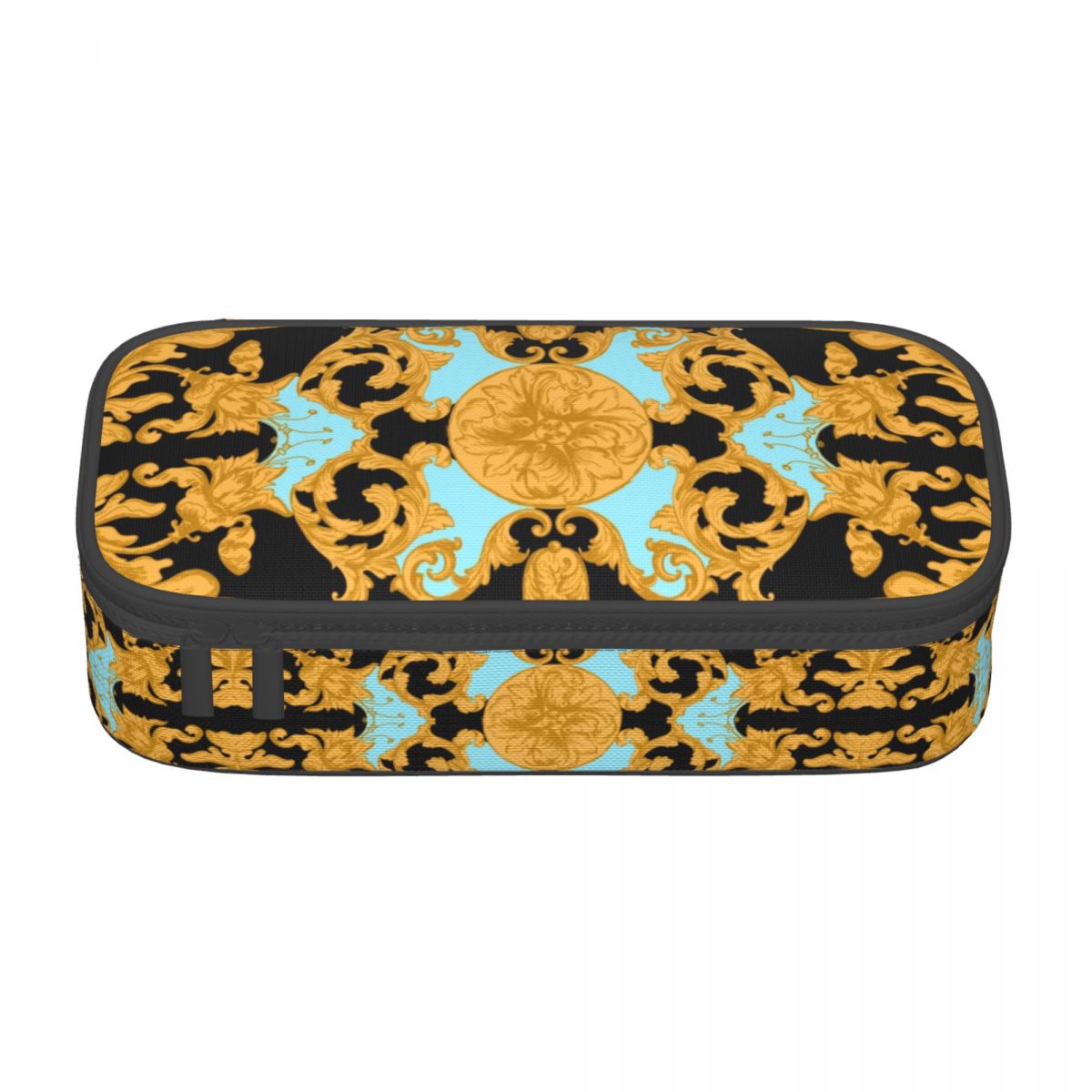 Custom Luxury European Baroque Art Pencil Cases for Girl Boy Large Storage Pen Box Bag Stationery: black