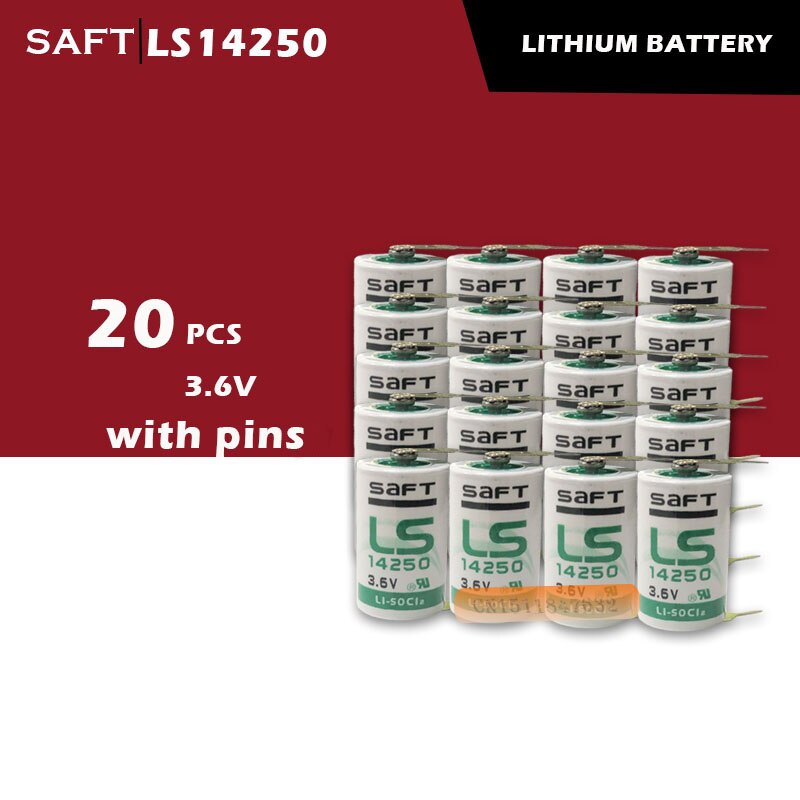 20 Stks/partij Originele Saft Ls 14250 LS14250 1/2 Aa 1/2AA 3.6V 1250 Mah Plc Lithium Batterij met Pins